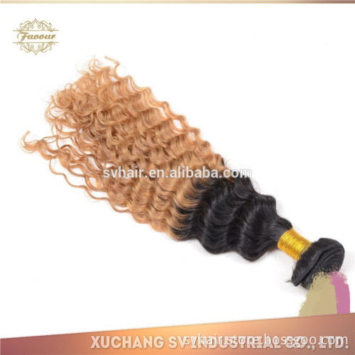 wholesale price brazilian ombre weave hair Hot sale deep wave two tone hair,100% human ombre hair brazilian remy hair weave